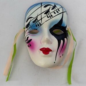5" Ceramic Mardi Gras music note Mask Wall Decor